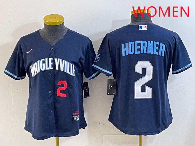 Women Chicago Cubs #2 Hoerner Blue City Edition Game 2025 Nike MLB Jersey style 3